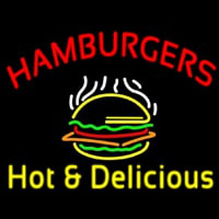 Red Hamburgers Hot And Delicious Neonkyltti