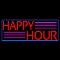 Red Happy Hour With Blue Border Neonkyltti