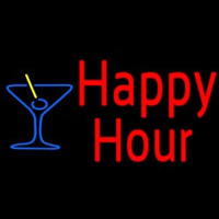 Red Happy Hour With Blue Martini Glass Neonkyltti