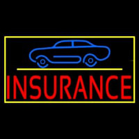 Red Insurance Car Logo With Yellow Border Neonkyltti