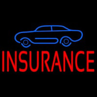 Red Insurance With Blue Car Neonkyltti