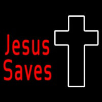 Red Jesus Saves With Cross Neonkyltti