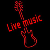 Red Live Music Guitar Neonkyltti