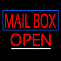 Red Mailbo  Blue Border Open Neonkyltti