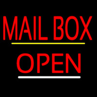 Red Mailbo  Open Yellow Line Neonkyltti