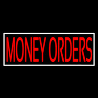 Red Money Orders White Border Neonkyltti