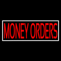 Red Money Orders White Border Neonkyltti