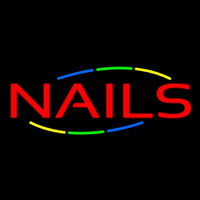 Red Nails Multi Colored Neonkyltti