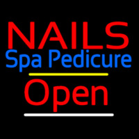 Red Nails Spa Pedicure Open Yellow Line Neonkyltti