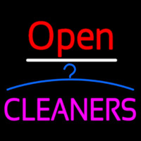 Red Open Cleaners Logo Neonkyltti