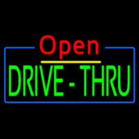 Red Open Green Drive Thru Neonkyltti