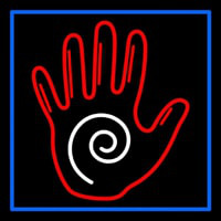 Red Palm And Blue Border Neonkyltti