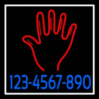 Red Palm Blue Phone Number White Border Neonkyltti