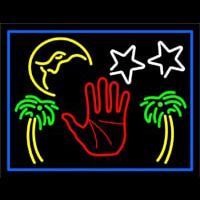 Red Palm Logo Psychic Blue Border Neonkyltti