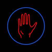 Red Palm With Blue Circle Neonkyltti