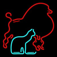 Red Poodle Dog Cat Logo Neonkyltti