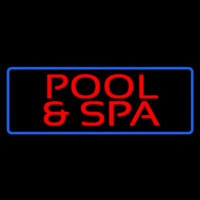 Red Pool And Spa Blue Border Neonkyltti