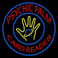 Red Psychic Palm Card Reader Blue Border Neonkyltti