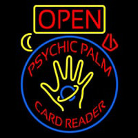 Red Psychic Palm Card Reader Open And Logo Neonkyltti