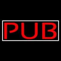 Red Pub With White Border Neonkyltti