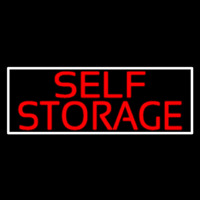 Red Self Storage White Border Neonkyltti