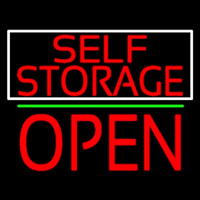 Red Self Storage White Border Open 1 Neonkyltti