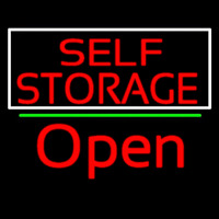 Red Self Storage White Border Open 2 Neonkyltti