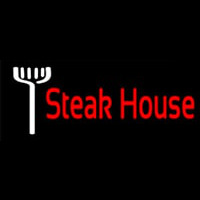 Red Steakhouse With Fork Neonkyltti