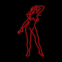 Red Strip Club Girl Neonkyltti