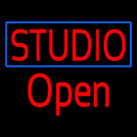 Red Studio Open Blue Border Neonkyltti