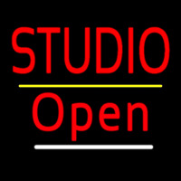 Red Studio Open Yellow Line Neonkyltti