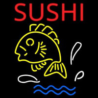 Red Sushi With Fish Logo Below Neonkyltti