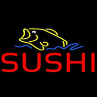 Red Sushi With Fish Logo Neonkyltti