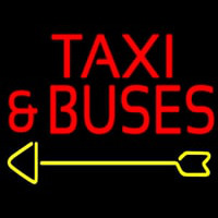 Red Ta i And Buses With Arrow Neonkyltti