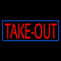 Red Take Out With Blue Border Neonkyltti