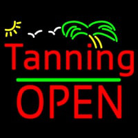 Red Tanning Block Open Palm Tree Neonkyltti