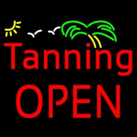 Red Tanning Block Open With Palm Tree Neonkyltti