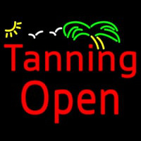 Red Tanning Open With Palm Tree Neonkyltti