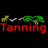 Red Tanning With Green Yellow Palm Tree Neonkyltti