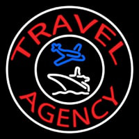 Red Travel Agency Logo With Border Neonkyltti