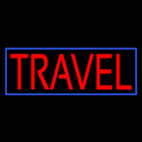 Red Travel Blue Border Neonkyltti