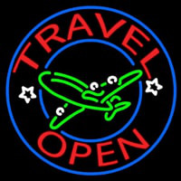 Red Travel Open Blue Circle Neonkyltti