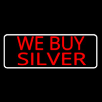 Red We Buy Silver White Border Neonkyltti