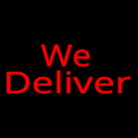 Red We Deliver Cursive Neonkyltti