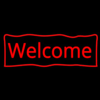Red Welcome With Outline Neonkyltti