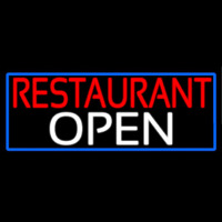 Restaurant Open With Blue Border Neonkyltti