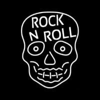 Rock N Roll White Skull Neonkyltti