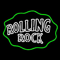 Rolling Rock Double Line Logo With Wavy Circle Beer Sign Neonkyltti