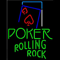 Rolling Rock Green Poker Red Heart Beer Sign Neonkyltti