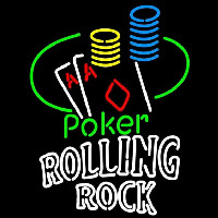 Rolling Rock Poker Ace Coin Table Beer Sign Neonkyltti